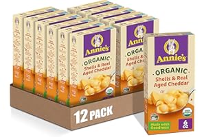 ANNIE'S HOMEGROWN Annie’s Shells Real Aged Cheddar Organic Mac and Cheese Dinner with Organic Pasta, 6 OZ (Pack of 12)