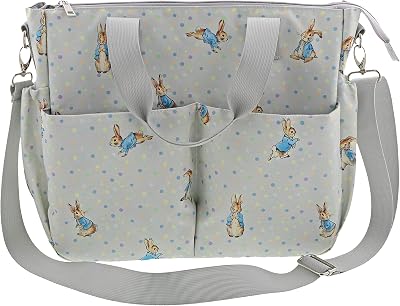 Beatrix Potter Peter Rabbit Changing Bag Wipeable PU Pastel Grey 31x35cm