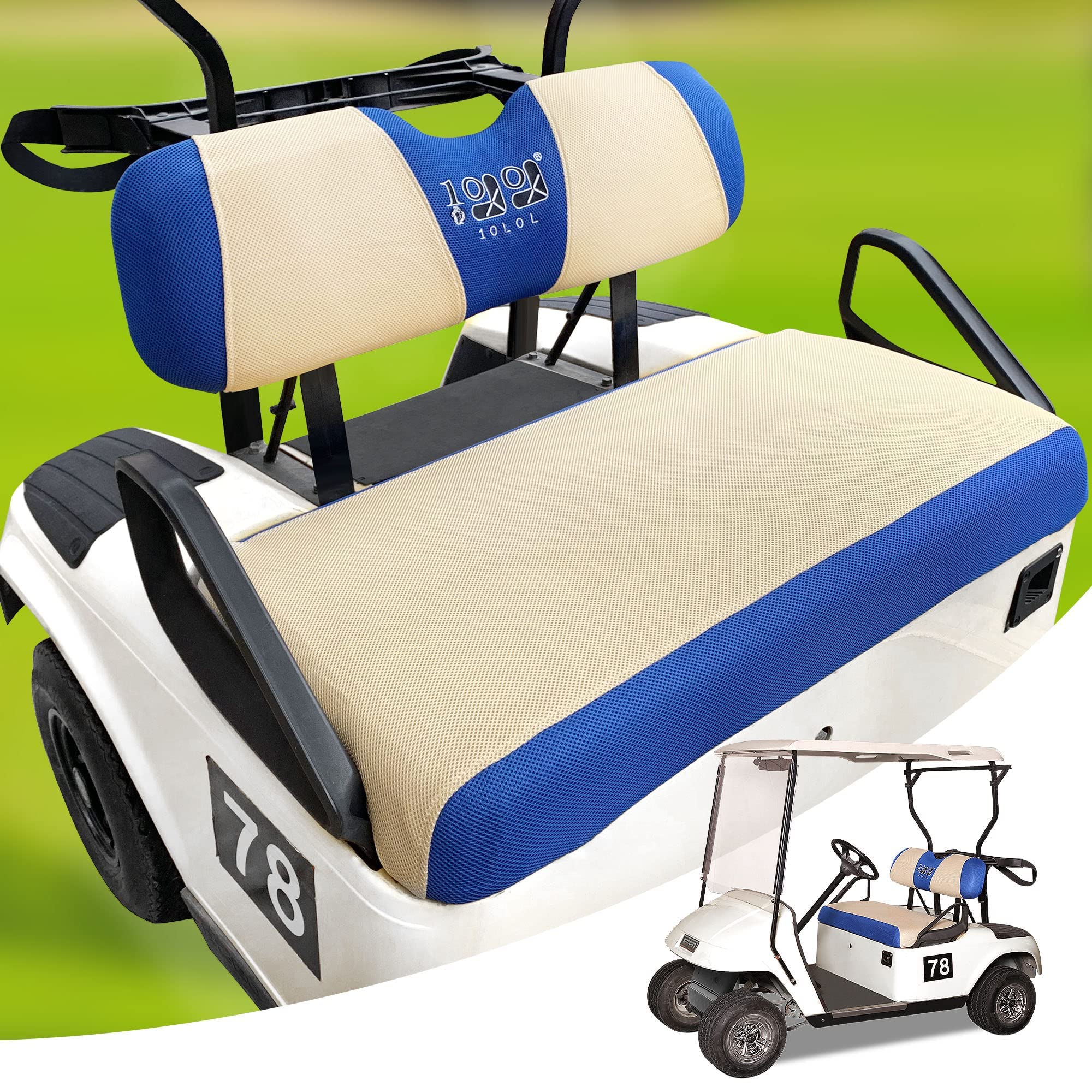 10L0L Golf Cart Seats Covers Full Front Seats, Easy Install with Polyester Bench Seat Protector, Universal Fit Accessories for Yamaha/Club Car Precedent
