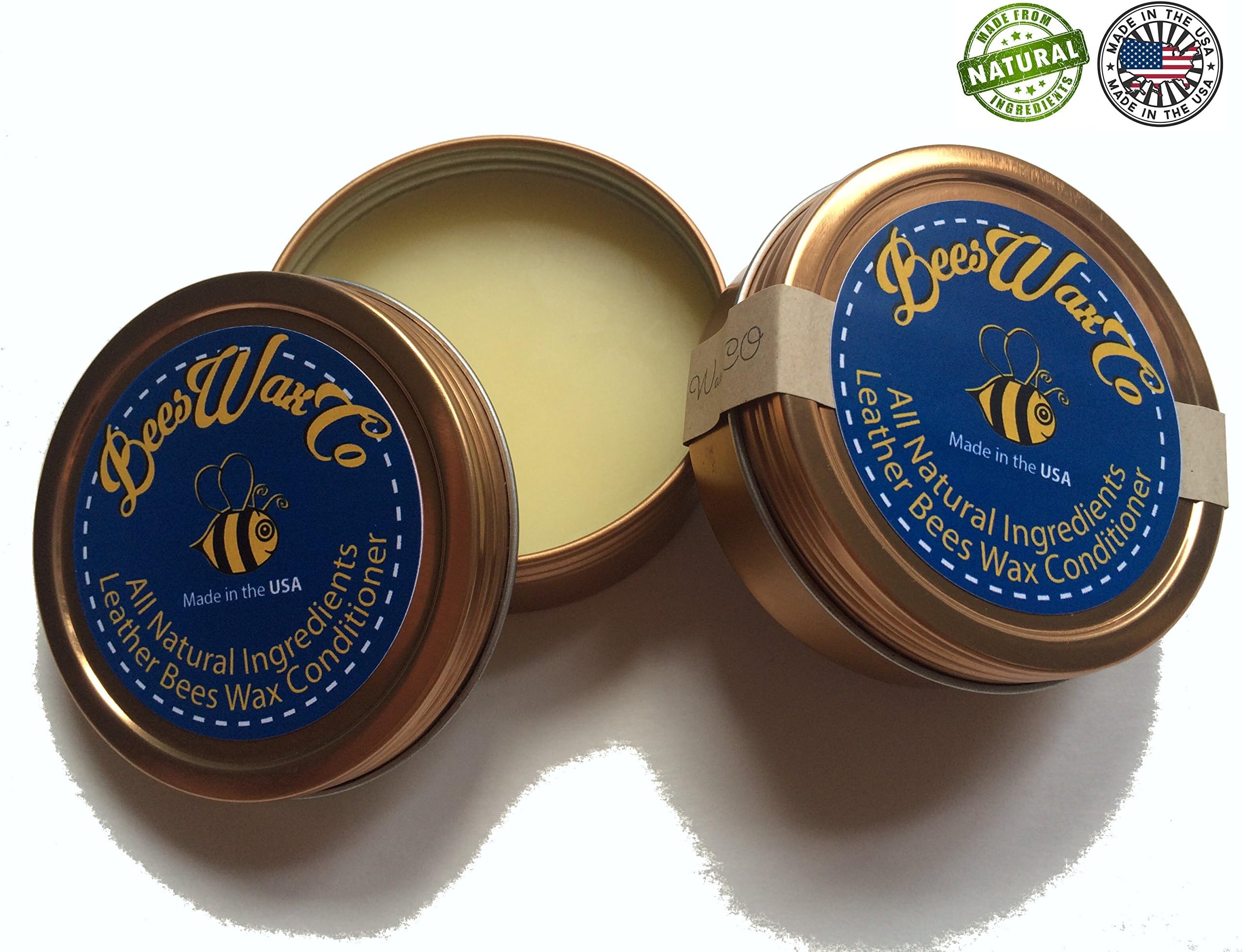 Beeswax Leather Conditioner and Upholstery Cleaner, Softener and Protector. All Natural Wax Polish Treatment for Car Seats, Furniture, Shoes, Boots and Cars.