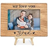 DETIHO Dad Picture Frame, Father's Day Picture Frames, Best Daddy Ever Gift,Birthday Gifts, We Love You Dad Photo Decor, Fit 4x6 Photo Wooden Tabletop Frame-I06