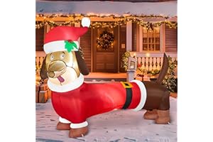 Joiedomi 5 FT Christmas Puppy Inflatable Decoration with Build-in LED, Christmas Dachshund Inflatable, Blow Up Wiener Dog Yard Decoration for Xmas Indoor Outdoor Yard Garden Décor