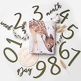 100% Organic Cotton Muslin Monthly Baby Milestone Blanket with Wooden Hello World Newborn Sign, Newborn Photography Props, Birth Announcement Sign, Woodland