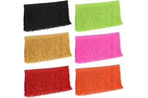 Waydress 6 Rolls/12 Yards Fringe Trim Lace Polyester Multi-Colored Fringe Tassel Lace Trim Ribbon for Home Accessory DIY Sewing Crafts Clothing Curtains Decor(4 Inch,Bright Color)