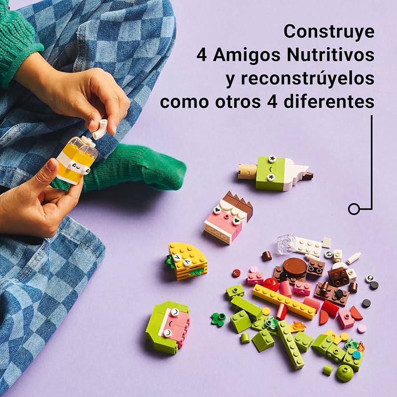 LEGO Classic Creative Nutritious Friends Food Toy para meninos e meninas 4 anos e mais velhos, tijolos coloridos para construir um cupcake, sorvete, abacate e taco, presente infantil 11039