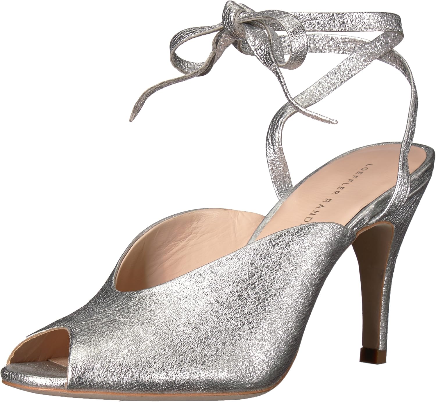 silver ankle wrap heels