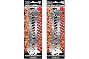 PROUD GRILL COMPANY Proud Grill Slide & Serve BBQ Skewers - Set of 4 Stainless Steel Reusable Barbecue Skewers | Ideal for Grilling Shish Kabobs | Use for Beef, Pork, Chicken, Vegetable and Shrimp Kabobs.