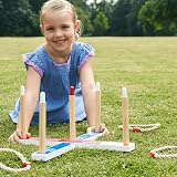 Jaques of London Quoits Garden Game Wooden Ring Toss 4 Quoits Canvas Bag view 6
