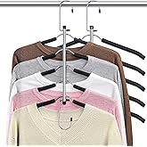 Clothes Hangers Space Saving Shirt Organizer, Non Slip Multi Shirt Hangers for Closet with Foam Padded Closet Organizers and Storage for Sweater Hoodie Blouse Coat Dress Short Black 2 Pack
