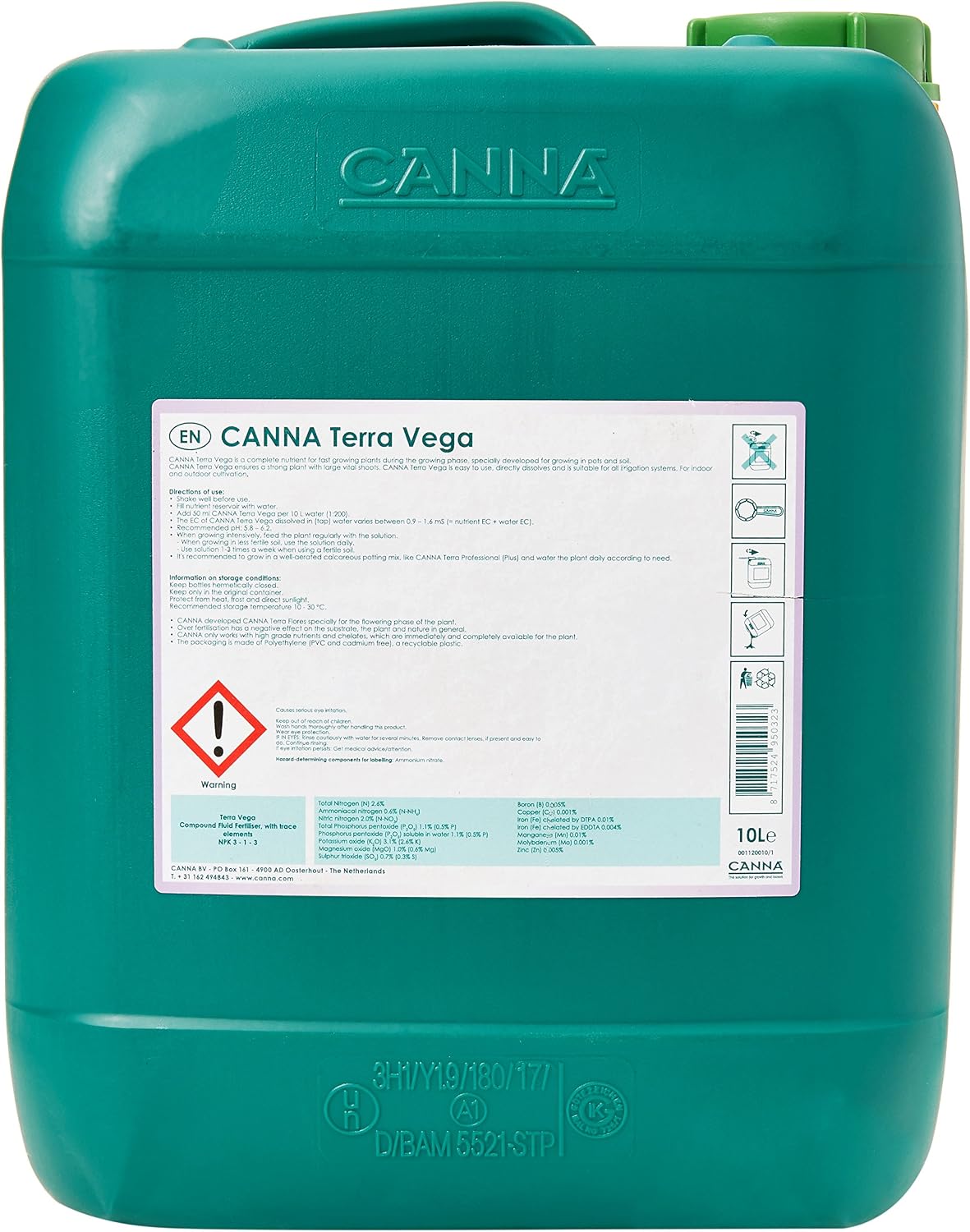 CANNA Terra Vega 10L - Complete Professional Nutrient for Fast-Growing Plants - Vegetative Growth Fertilizer - Image 3