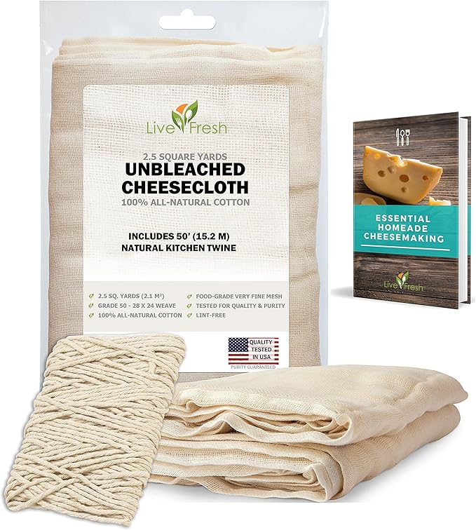 LiveFresh Unbleached Cheesecloth with 50