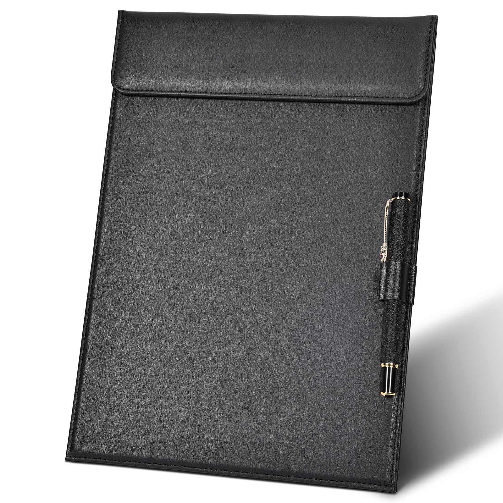 GORESE A4 Leather Writing Board Clipboard Folder With Magnetic Clip and Pen Clip for Conference, Office, Classroom, Restaurant, Bar, Café
