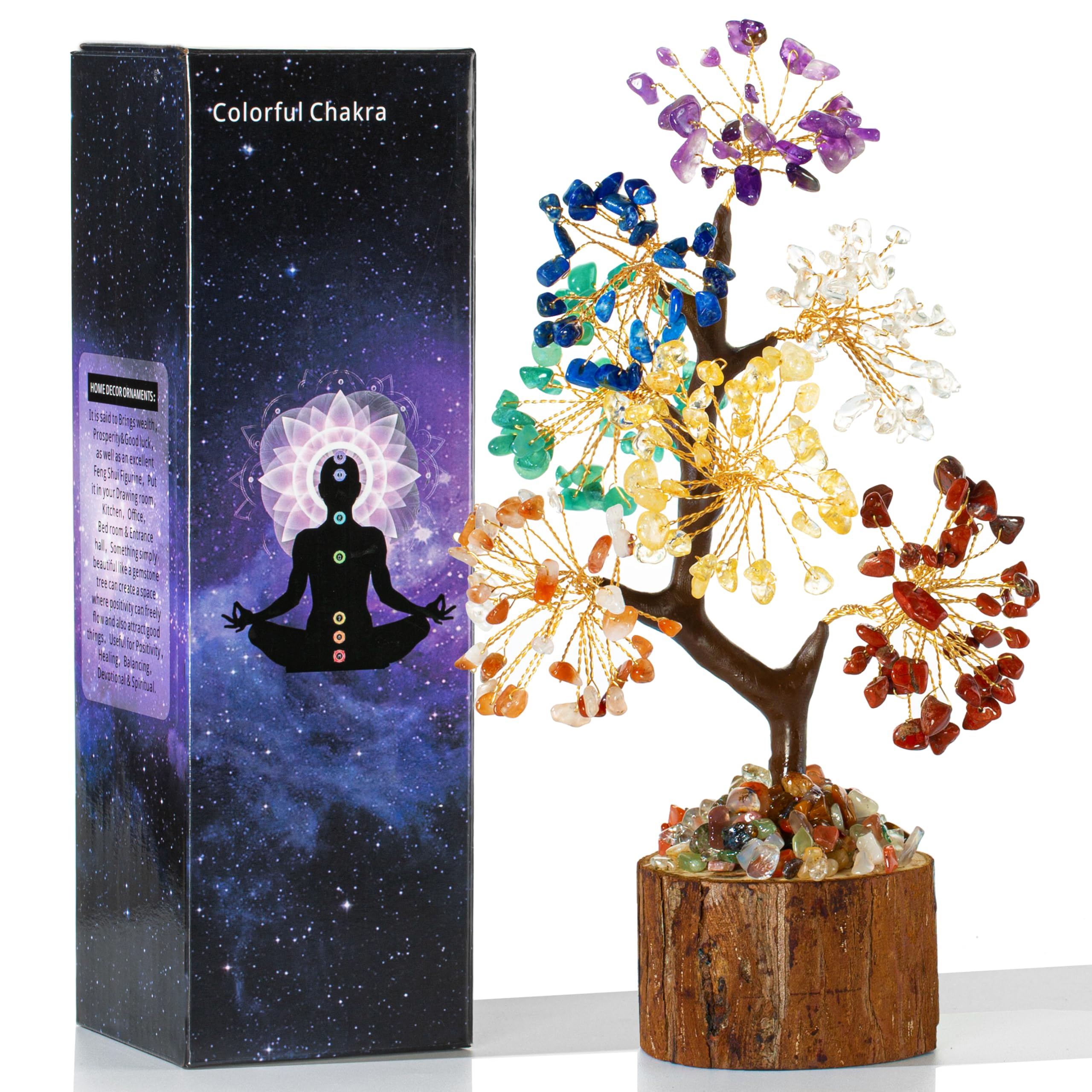 GUJOXILA 7 Chakra Crystal Tree of Life Healing Crystals Gift for Women Spiritual Chakra Crystal Tree Ornament Feng Shui Money Trees Meditation Reiki Gifts Office Desk Home Decor