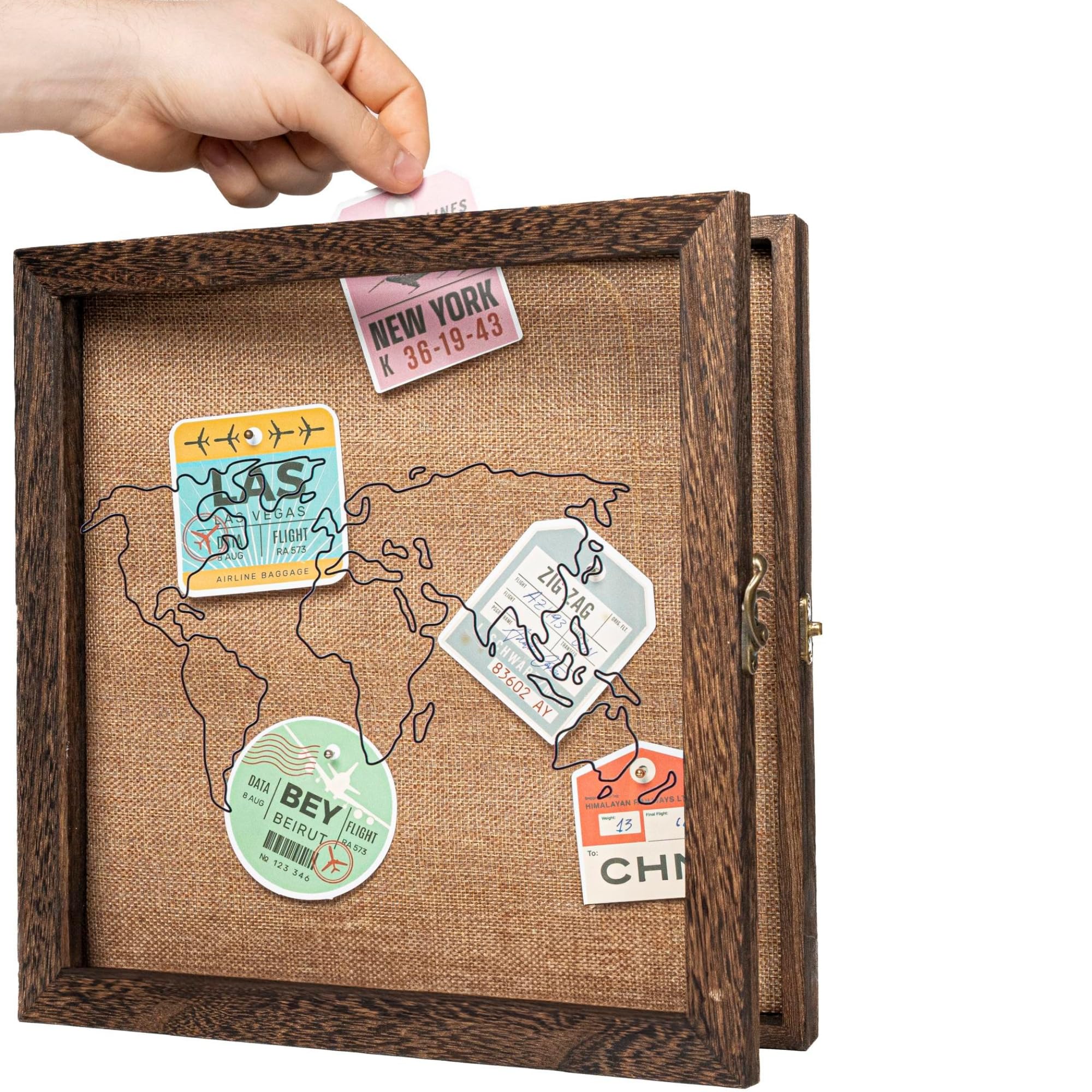 Photo 1 of Adventure Archive Box - 12x12 Travel Keepsake Shadow Box with Slot, Life in a Box Frame Travel, Memory Box for Tickets, Photos, and Mementos | Perfect Travel Fund and Vacation Money Box Durable Build