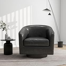 Swivel Barrel Accent Chair, Modern Round Faux