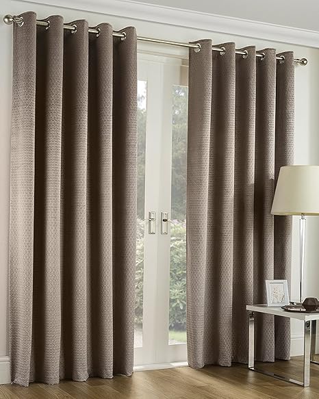 Sundour Embossed Geo Lined Eyelet Curtains 90 X 72 229 X 183 Cm
