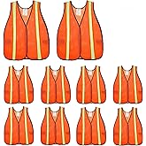 SIFE 10 Pack High Visibility Reflective Safety Vest,Made from Breathable and Neon Orange Mesh Fabric with Stretchable design,light weight for Man and Woman(Orange, 10 pack)