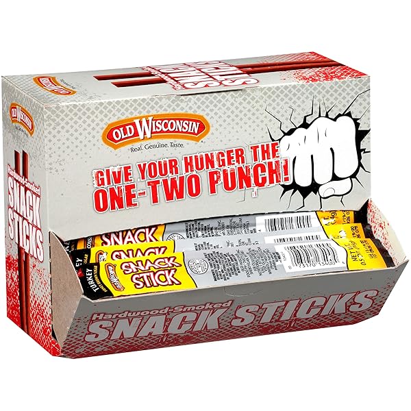 OLD WISCONSIN HONEY TURKEY SAUSAGE SNACK STICKS, NATURALLY SMOKED, READY TO EAT, HIGH PROTEIN, LOW CARB, KETO, GLUTEN FREE, COUNTER BOX, PACK OF 42 INDIVIDUALLY WRAPPED STICKS