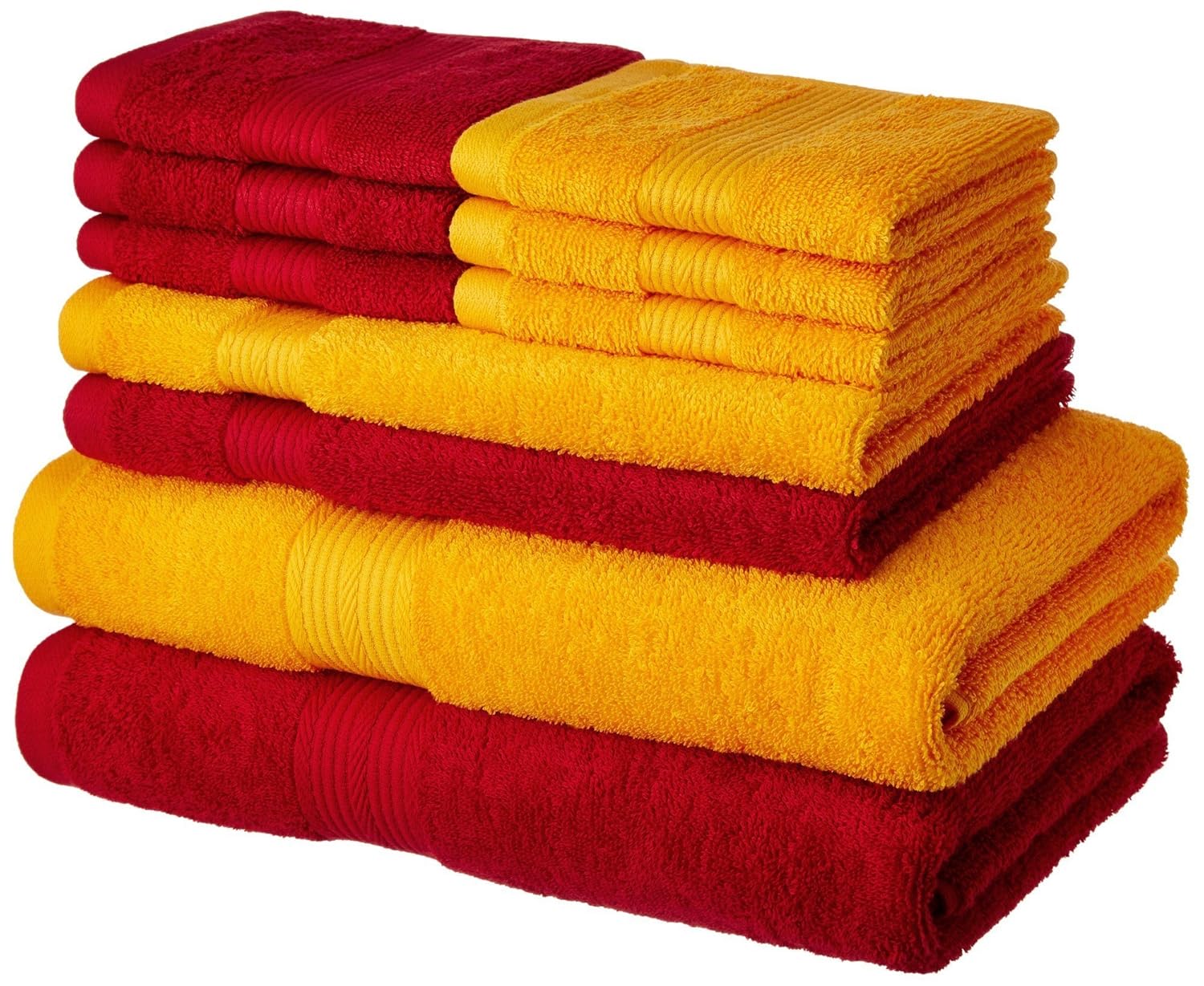 Amazon Brand Solimo 100 Cotton 10 Piece Towel Set, 500 GSM (Spanish