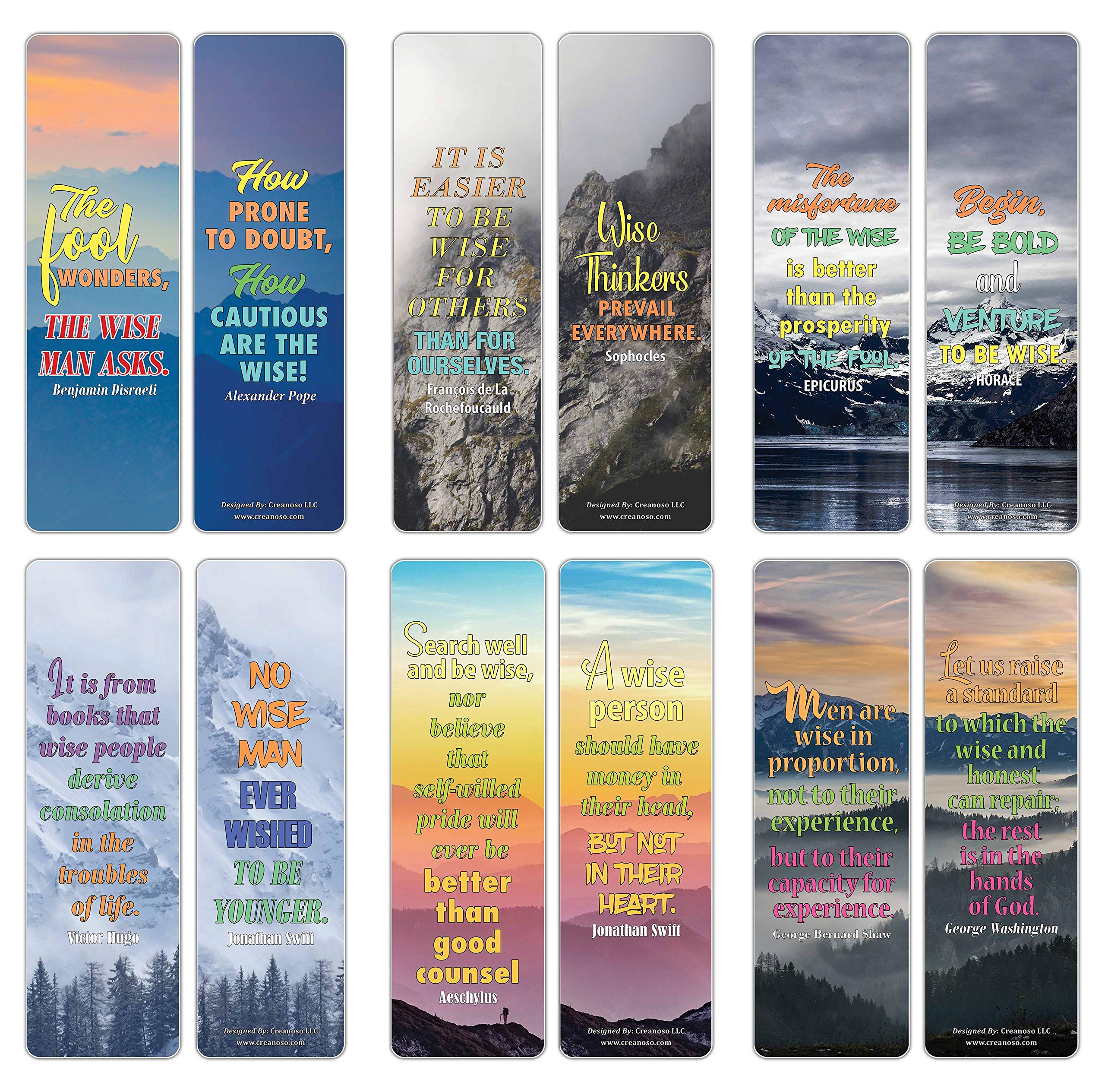 Creanoso Wise Sayings Motivational Quotes Bookmarks Series 2 (30-Pack) - Premium Bookmarks for Managers, Leaders, Book Readers – Stocking Stuffers for Men, Women, Teen, Bookworms – Office Supplies