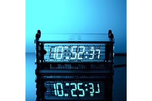 LGL Studio VFD Clock丨Minimalist Design Vacuum Tube Clock Nixie Tube with WiFi NTP, Adjustable Brightness, 12/24 Hour Format, 