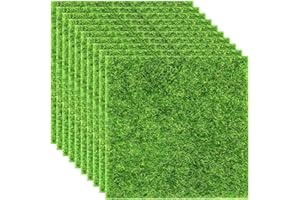 Elcoho 10 Pieces Fake Grass for Crafts Fairy Garden 6 x 6 Inches Artificial Garden Grass for Miniature Ornament Dollhouse DIY Decoration