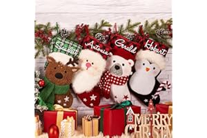 Personalized Christmas Stockings - 18'' Large Monogrammed Stocking with Name,Penguin,Santa,Elk,Bear Xmas Hanging Stocking Gif