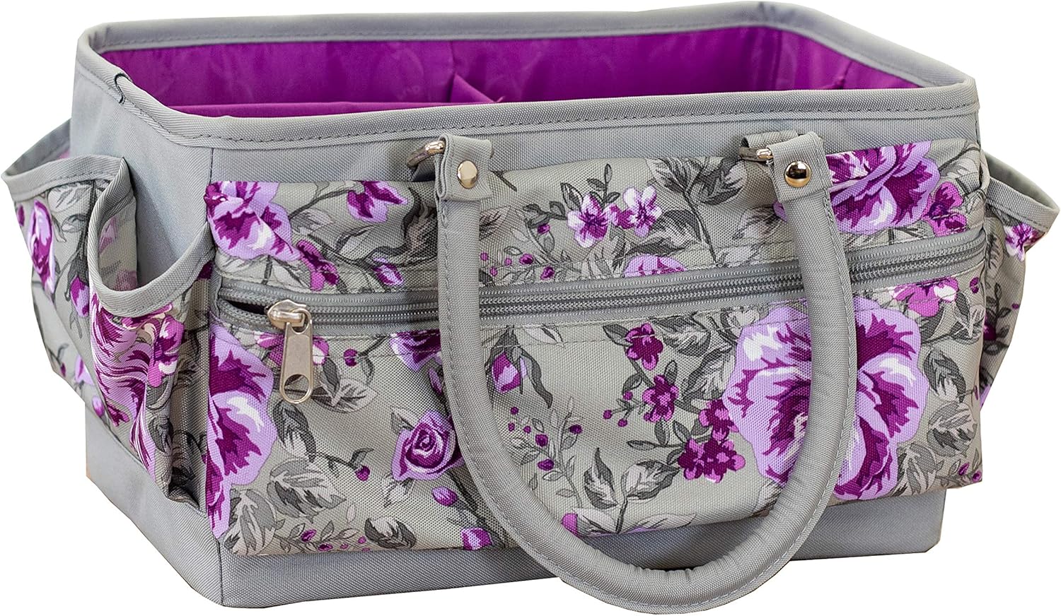 Crafter's Companion Deluxe Tote CaseFloral Crafting Storage BagGrey