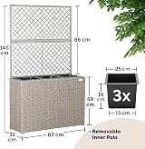 CASARIA Polyrattan Planter with Cream Trellis 146 x 83 x 30.5 cm Set of 3 view 3