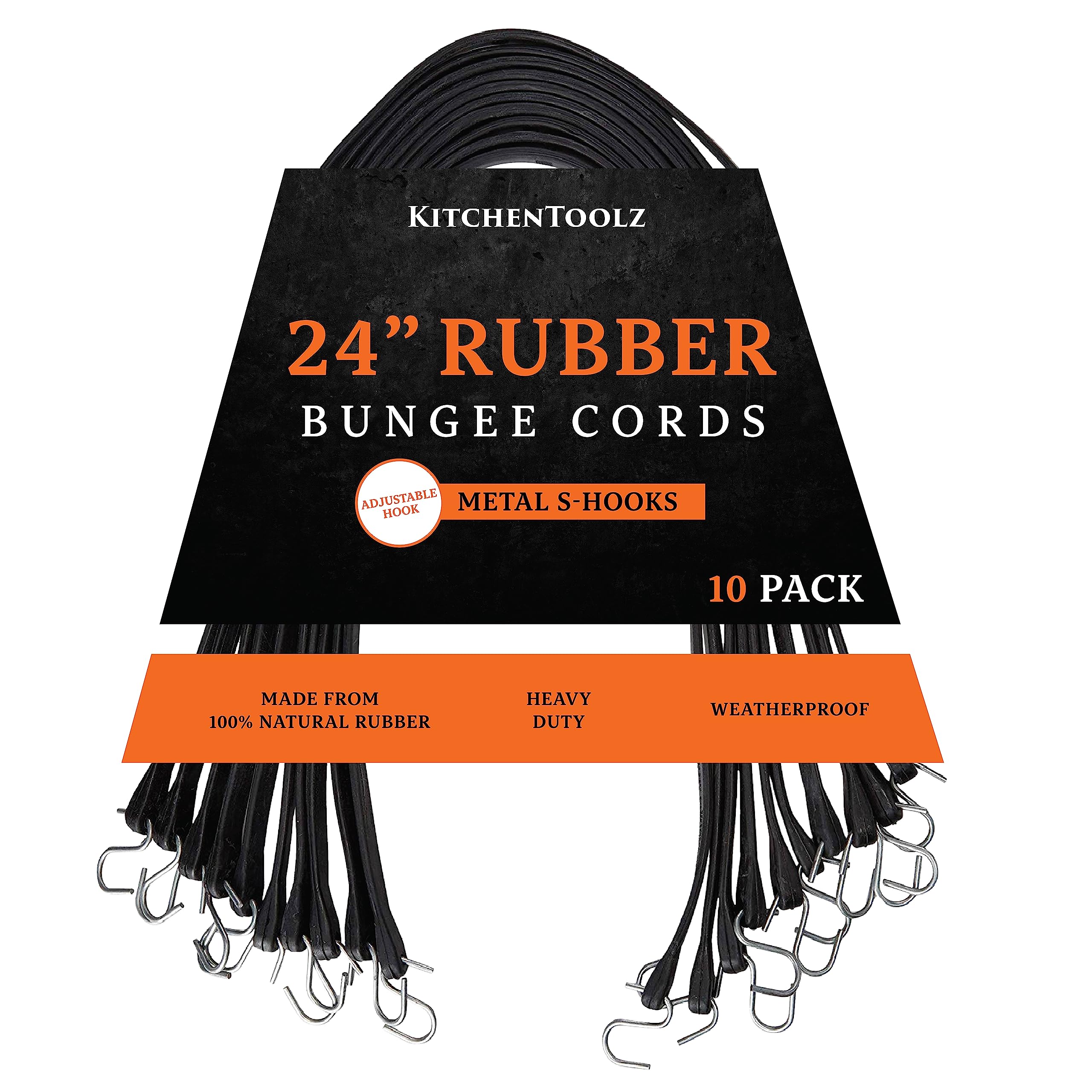 10 Pack USA-Made Adjustable Shock Cord Hooks For Bungee Cords, Tarps, Boat Covers