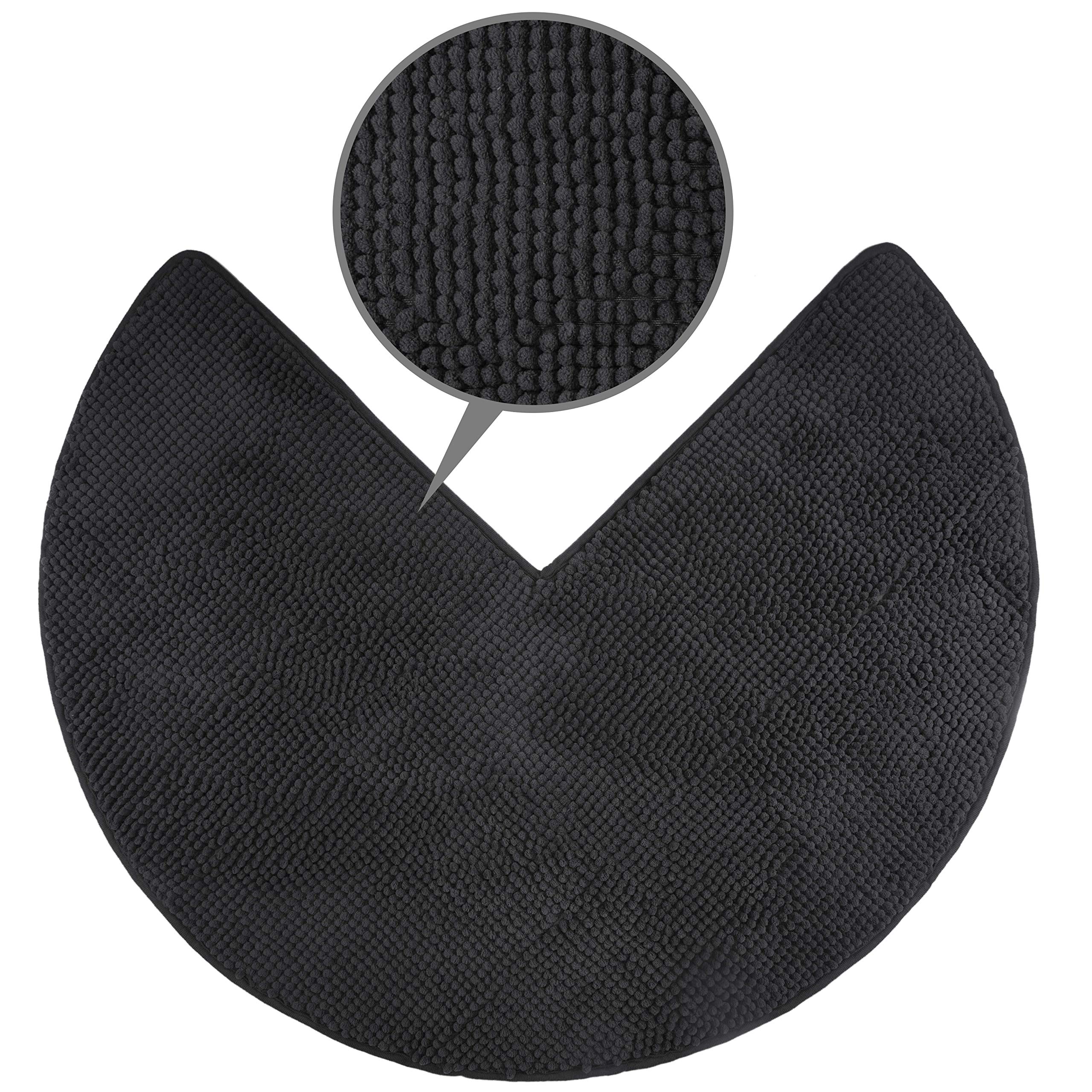 fluffy® Bath Mat for Corner Showers, made of Chenille, with Non-Slip Bottom (Round | Inner Dimensions 45 x 45 cm, Anthracite) — image 1