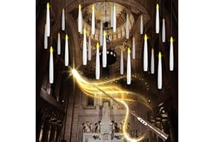 LUSHARBOR Floating Candles with Wand, 10 Pack Halloween Flameless Candles Battery Operated LED Taper Hanging Electric Candle for Christmas Halloween Birthday Party Decor 6.1in