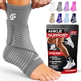 SS Sleeve Stars Ankle Brace with Removable Strap Gray 10-12 inch