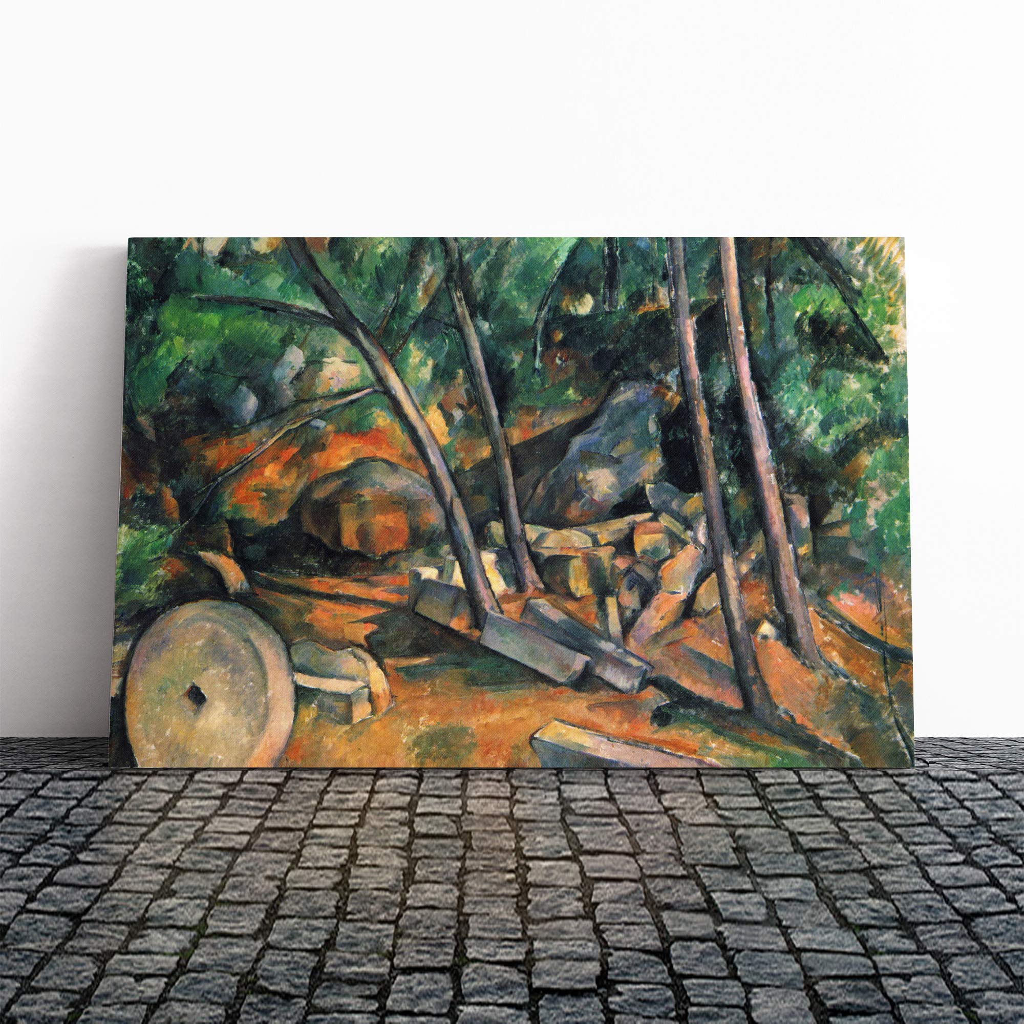 Paul Cezanne Woods with Millstone Canvas Print | Gallery Wrapped 30mm Frame Wall Art | 20x14 inches | Ready to Hang | Modern Landscape Picture | Living Room Bedroom Lounge Office