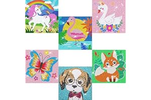 QEUOYSS 5D Diamond Art Kits for Kids Beginners Easy Kits Arts and Crafts for Kids Ages 8-12 Diamond Art Craft Set for Home Wall Decor (6 Pack D)