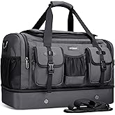 WITZMAN Duffle Bag for Men Large Carry On Travel Mens Weekender Overnight Bags with Shoes Compartment for Sports Gym(B723 Silvery Grey)