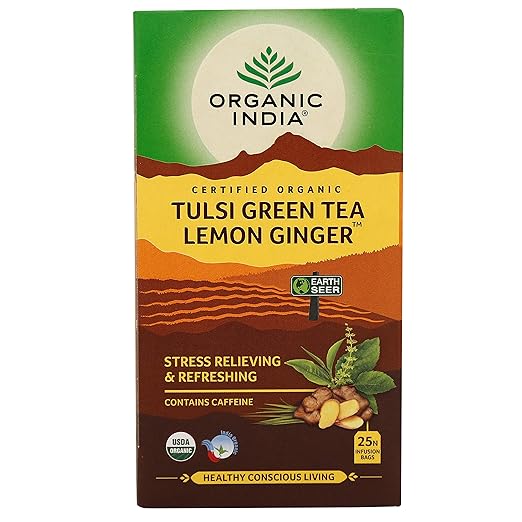 Organic India Tulsi Green - 25 x 1.8g Tea Bags (Lemon Ginger)
