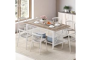 DWVO 70.8" Large Kitchen Dining Table for 6-8 People, Farmhouse Industrial Kitchen Table with Storage, Rectangle Apartment Rustic Dinning Room Dinette Tables for Eating Dinner