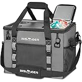 INSMEER Soft Cooler Bag with Hard Shell & 2 Cup Holders, Portable 40L/70 Cans Collapsible Cooler Bags Insulated with Leakproof for Travel, ice chests and Cooler Lunch Box for Beach Camping Picnic