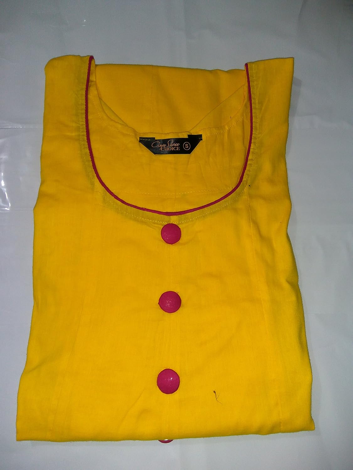 anjushree choice women's yellow anarkali stitched cotton kurti