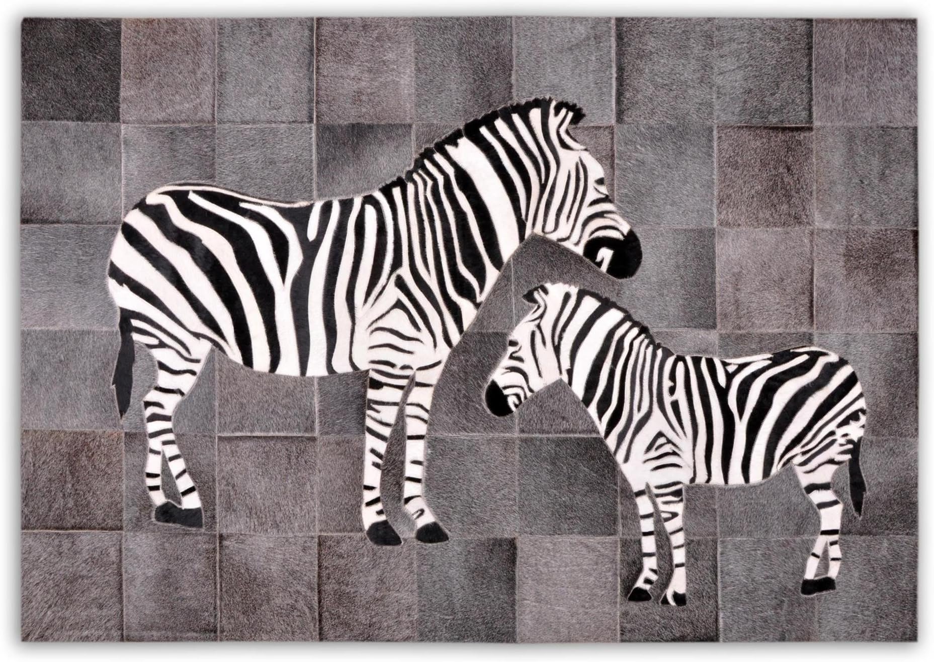 Five Grain Patchwork Cowhide Rug W120 x L180 cm Grey Zebra box Stitched