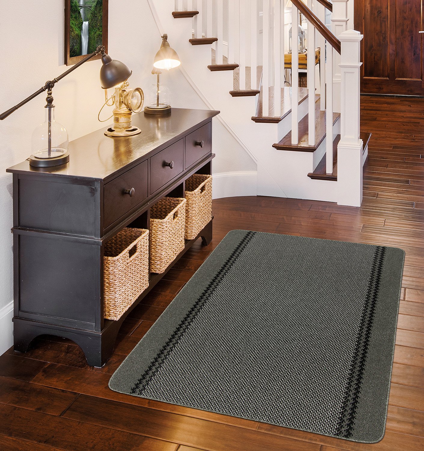 William Armes 3803710 Dandy Kilkis Washable Kitchen Rug, 150 cm Length x 100 cm Width, Polypropylene, Charcoal Grey, 150x100