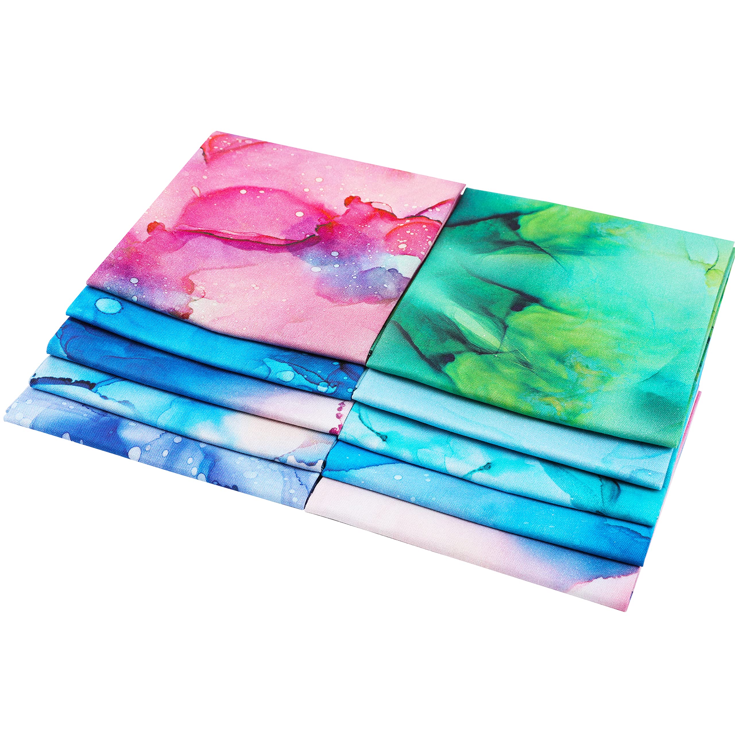 Craftido -25 Options- 100% Cotton Quilting Fabric Bundles 10pcs Fat Quarters 18”x21”-Medium Weight 5.2 oz- Soft Cotton for Quilting, Sewing Project, Patchwork, DIY Crafts - Rainbow Inks