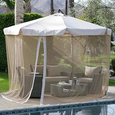 Coral Coast 11 Ft Offset Umbrella With Detachable Netting Amazon Ca Patio Lawn Garden