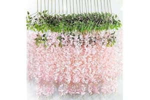 Artificial Wisteria Flowers 3.6 Feet/Piece Dense Artificial Fake Wisteria Vine Ratta Hanging Garland Silk Flowers String Home