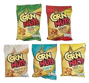 Corn Nuts Variety Pack 4oz Size (Pack of 5) 1 of Each - BBQ, Ranch, Chile Picante, Original and Jalapeno Cheddar