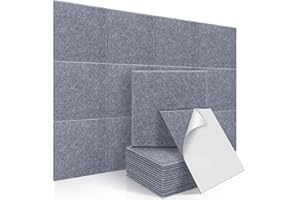 14 Pack Self-adhesive Acoustic Panels Soundproof Wall Panels, New Upgrade Proijeut Sound Proofing Padding for Wall - 12 X 12 X 0.4 In Sound Proof Foam Panels Used in Home Offices - Smoke Grey