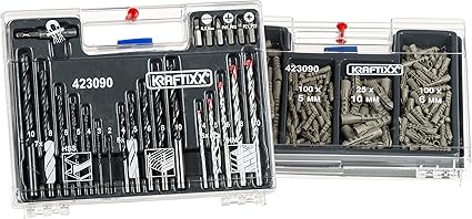 kwb KRAFTIXX 300-tlg. Bit-, Dübel-, Bohrer-, Koffer-Set mit Bits, Holz-Bohrer, Metall-Bohrer & Stein-Bohrer – unterschiedlich