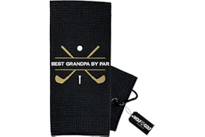 Wolf Golf Towels - Best Grandpa by Par Golf Towel - Golf Accessories for Men - Golf Gifts for Men - Embroidered Funny Golf Towel