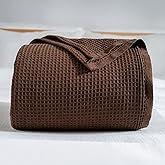 RAYME TEKSTIL - 100% Turkish Cotton Waffle Blanket Twin - Cozy, Airy, Lightweight Summer Throw Blankets - Made in Turkiye, (Dark Brown Blanket, Twin Size 70" x 90" inch)
